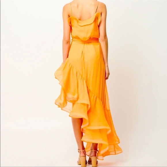 Elliate Maldives Ruffle Asymmetric Maxi Dress in Mango | Tangerine - Picture 11 of 12